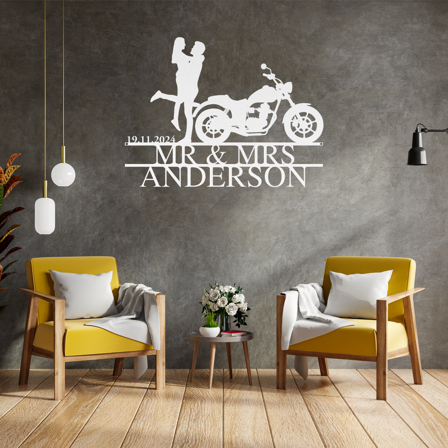 Personalized Biker Couple Metal Sign