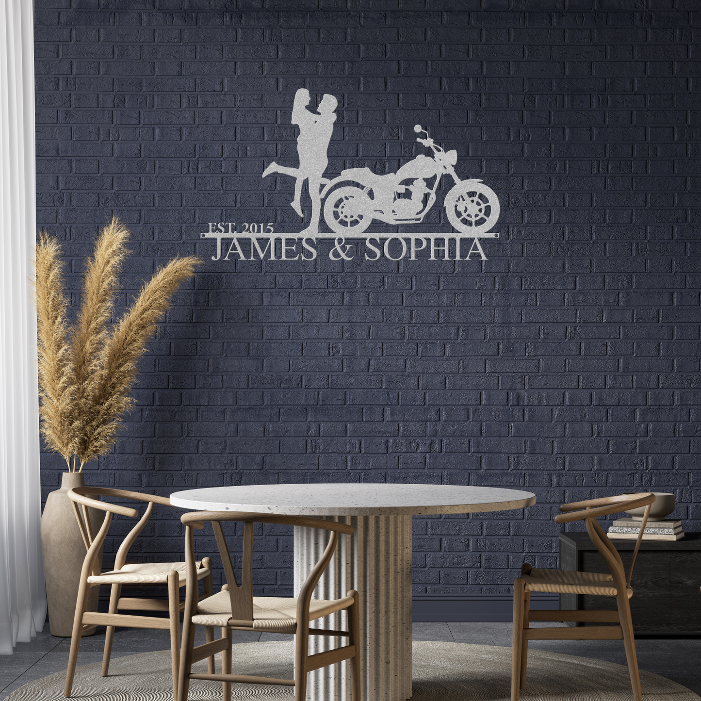 Personalized Biker Couple Metal Sign